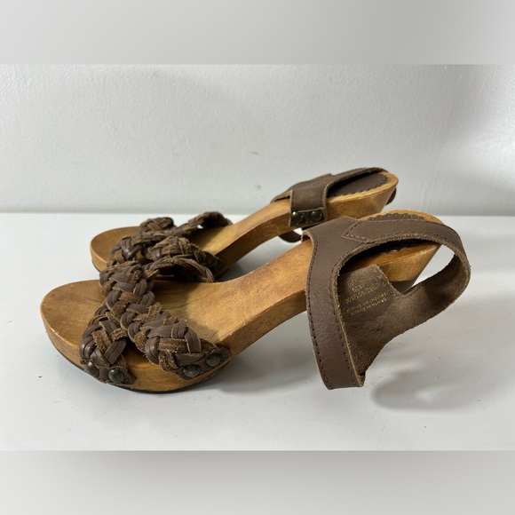 Zara Braided Leather Strap Heeled Sandals Eur Size 37 Womens Brown - Picture 3 of 9